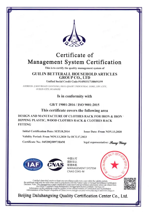 Certificate Of Management System Certification