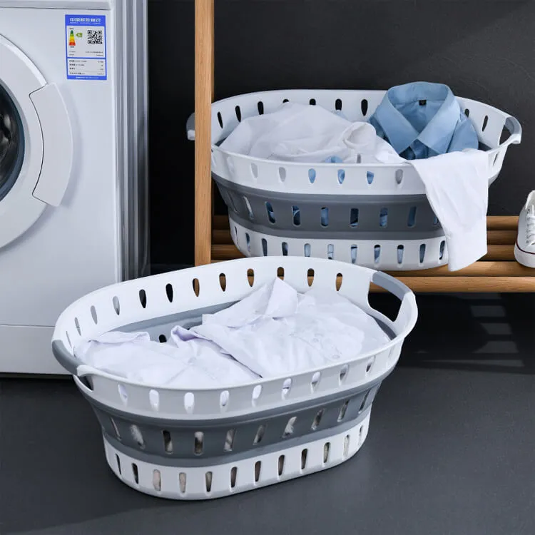 Collapsible Plastic Laundry Basket - Portable and Multifunctional Storage