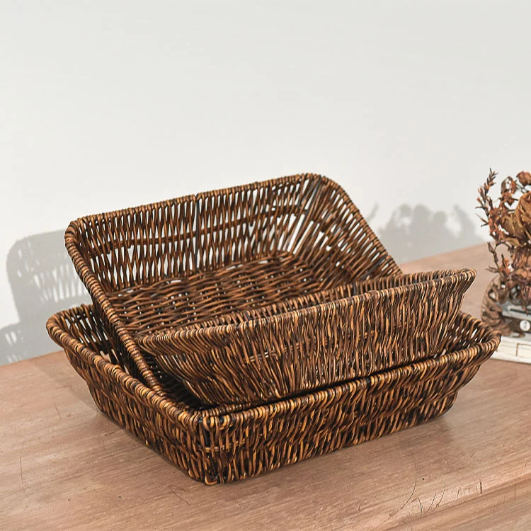 Handmade PP Woven Basket for Desktop Organization, Bathroom, or Kitchen Storage