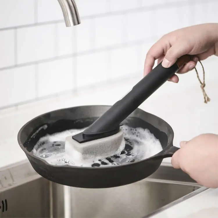 Dish Cleaning Brush with Built-in Cleaning Solution Dispenser