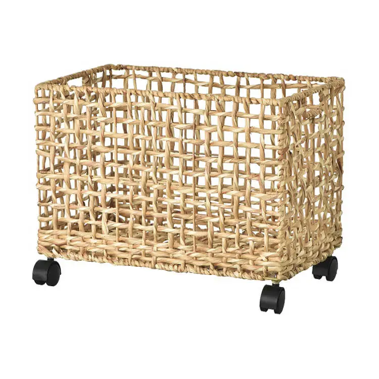 Water Hyacinth Basket with Wheels