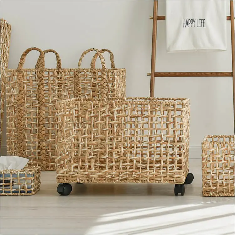 Water Hyacinth Basket with Wheels